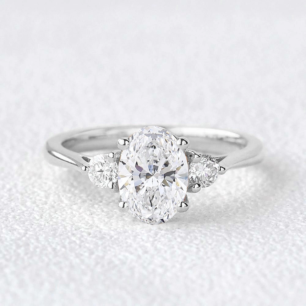 Feminine Glow Lustrous Look 0.8ct Classic Oval Three Stone Lab Grown Diamond Ring