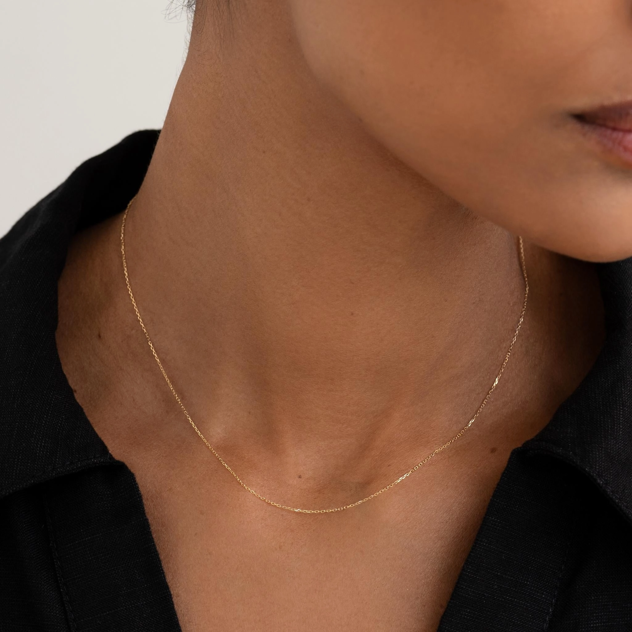 Signature Form 14k Gold Cable Chain Necklace (16 inches) - Tyra