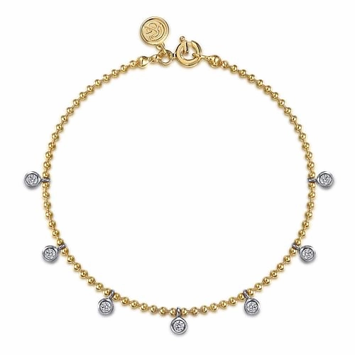 Best Mixes 14K White and Yellow Gold Bujukan White Sapphire Droplet Bracelet