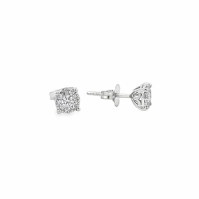 Splendid Accessory 14K White Gold Diamond Cluster Stud Earrings - 0.58ct