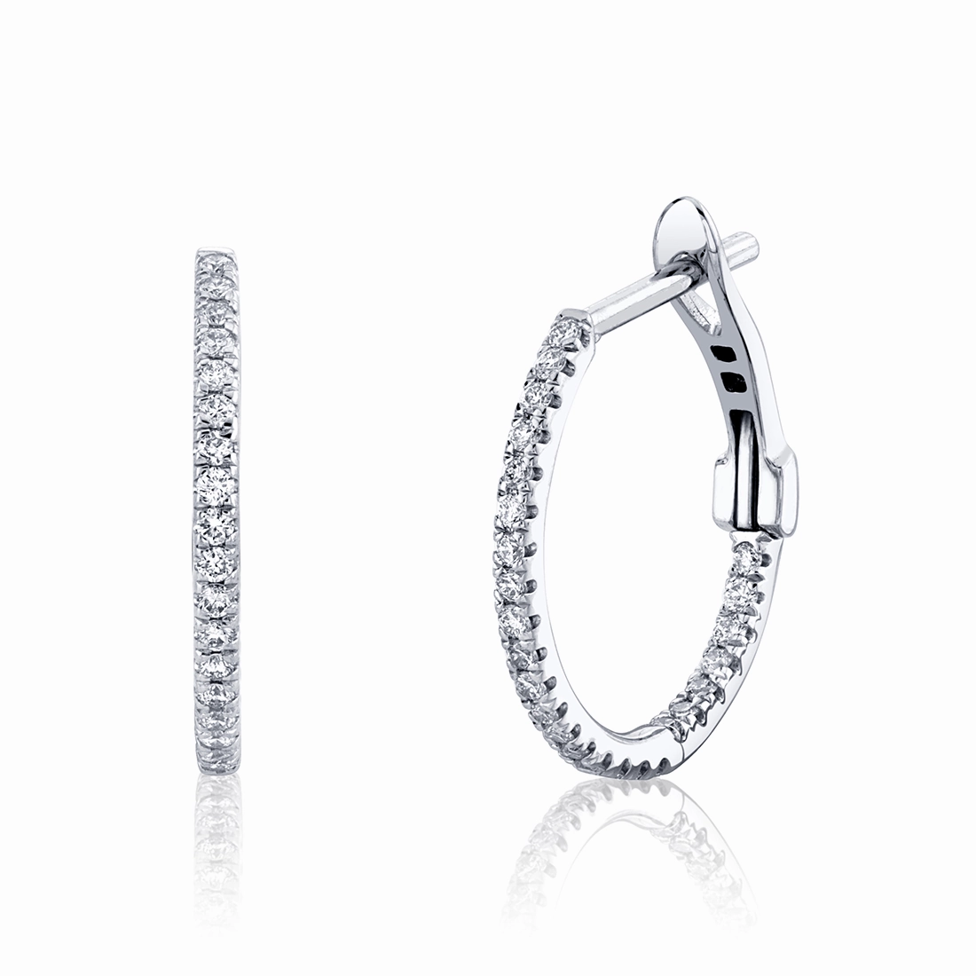 14K White Gold Diamond Hoop Earrings - 0.26 Carats Avant-Garde Item sophisticated appearance