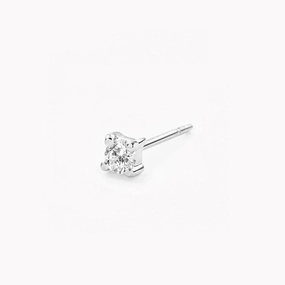 Cute Accent Petite Accessory 14k White Gold Diamond Stud Earring 2.5mm - Aria (Single)