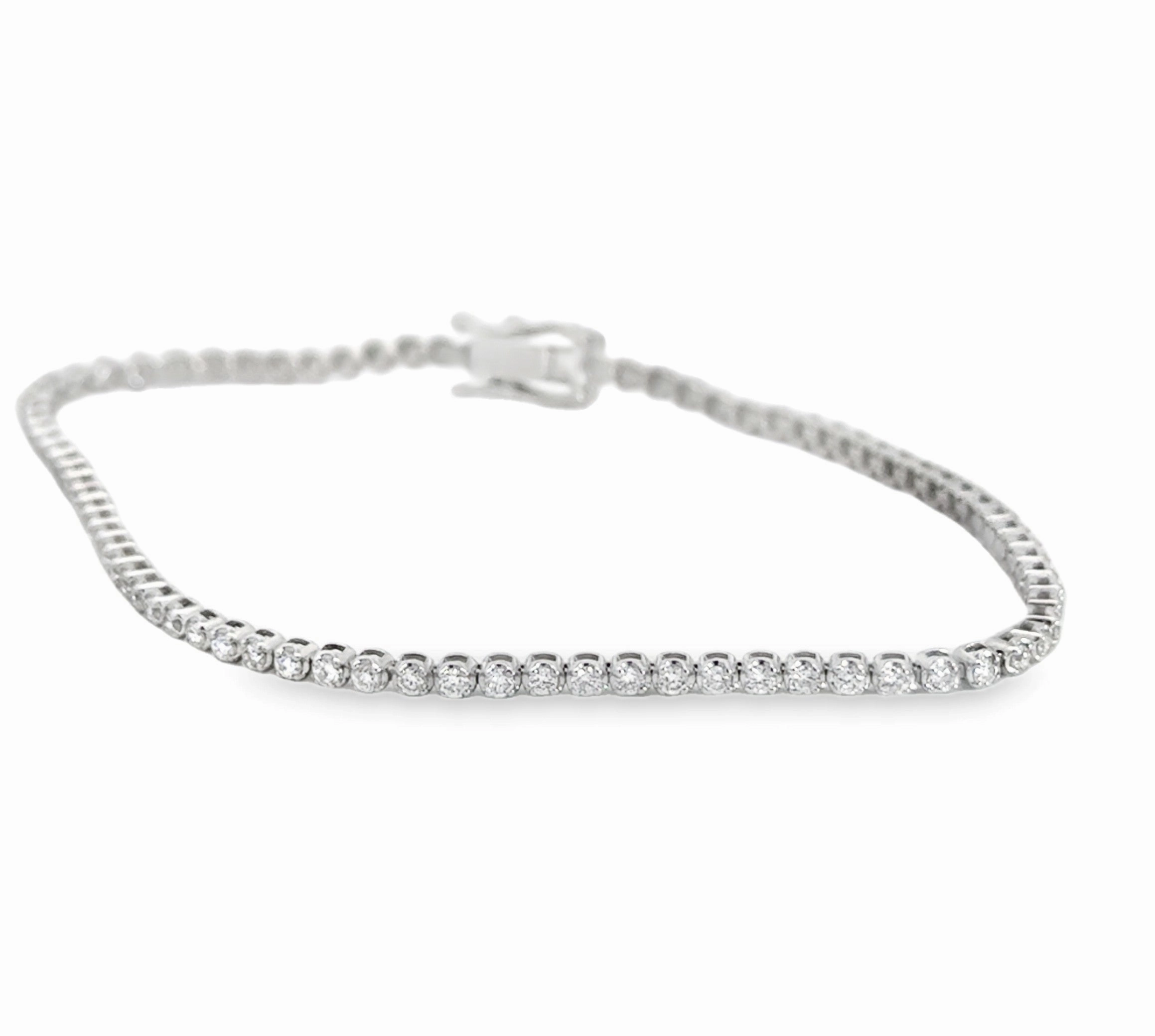 14K White Gold Diamond Tennis Bracelet - 1.28 Carats Surprising Element