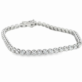 Cultural Influence Historically Contemporary 14K White Gold Diamond Tennis Bracelet - 3.36 Carats