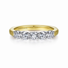14K White-Yellow Gold 5 Stone Diamond Anniversary Band Artisan Statement HighEnd Product