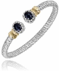 Tropical Flair Natural Flow 14K Yellow Gold and Sterling Silver Diamond Bangle Bracelet