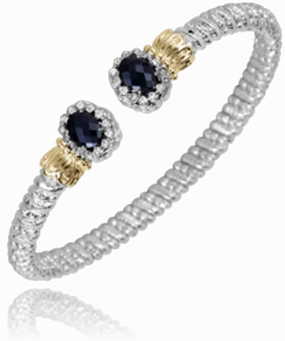 Tropical Flair Natural Flow 14K Yellow Gold and Sterling Silver Diamond Bangle Bracelet