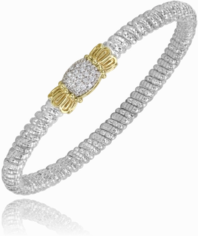 14K Yellow Gold and Sterling Silver Diamond Bangle Bracelet Best Blends Smooth Blends