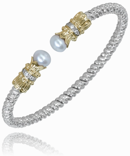 14K Yellow Gold and Sterling Silver Diamond Bangle Bracelet desert style