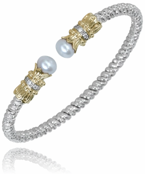 14K Yellow Gold and Sterling Silver Diamond Bangle Bracelet desert style