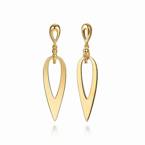 Chic piece 14K Yellow Gold Bujukan Stud Drop Earrings