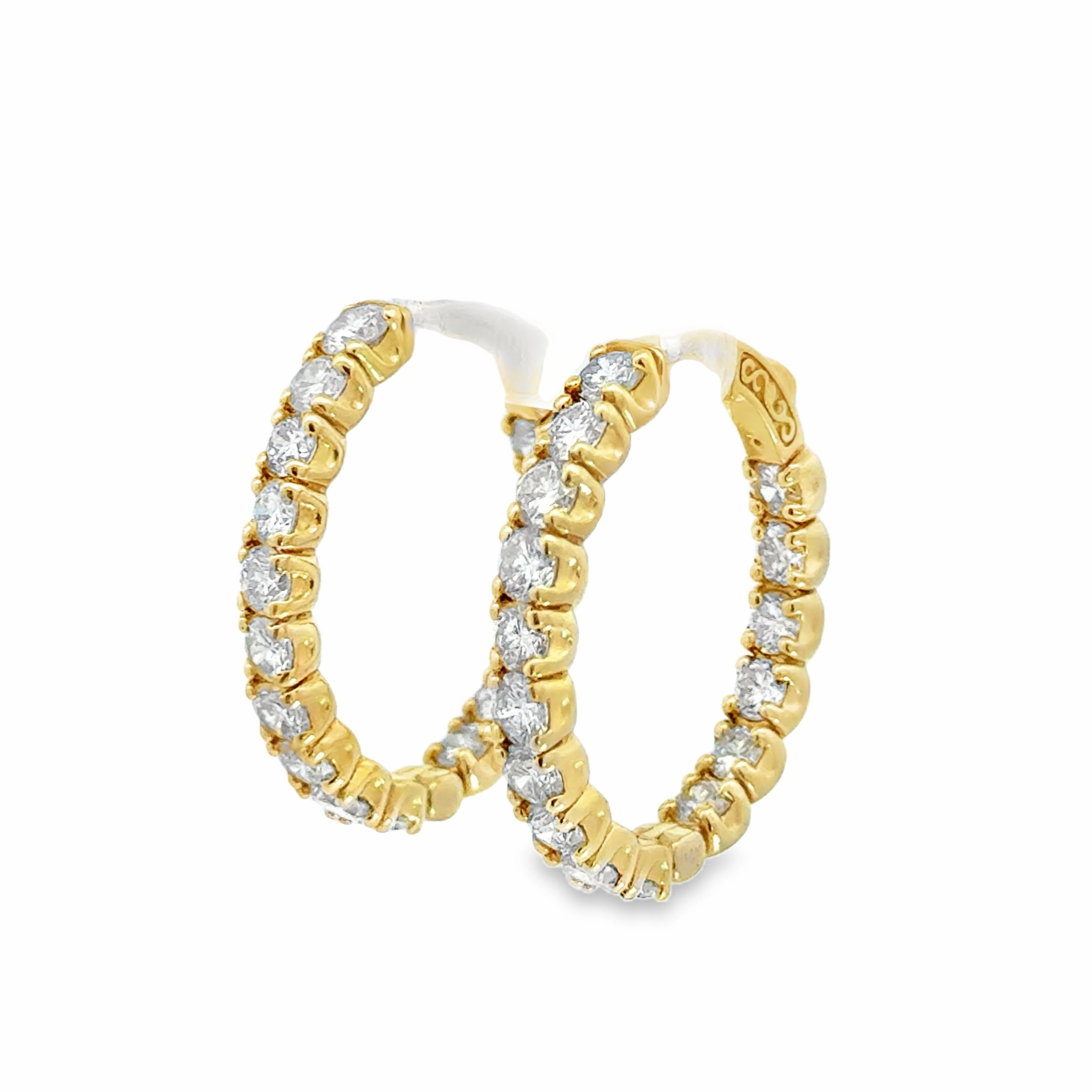 Durable Accent 14K Yellow Gold Diamond Hoop Earrings  - 5.50 Carats