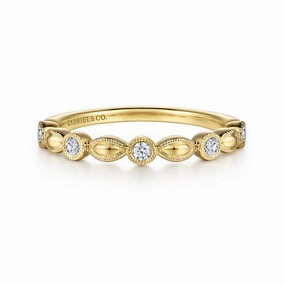 Premium Adornment 14K Yellow Gold Diamond Marquise Shape Stackable Ring