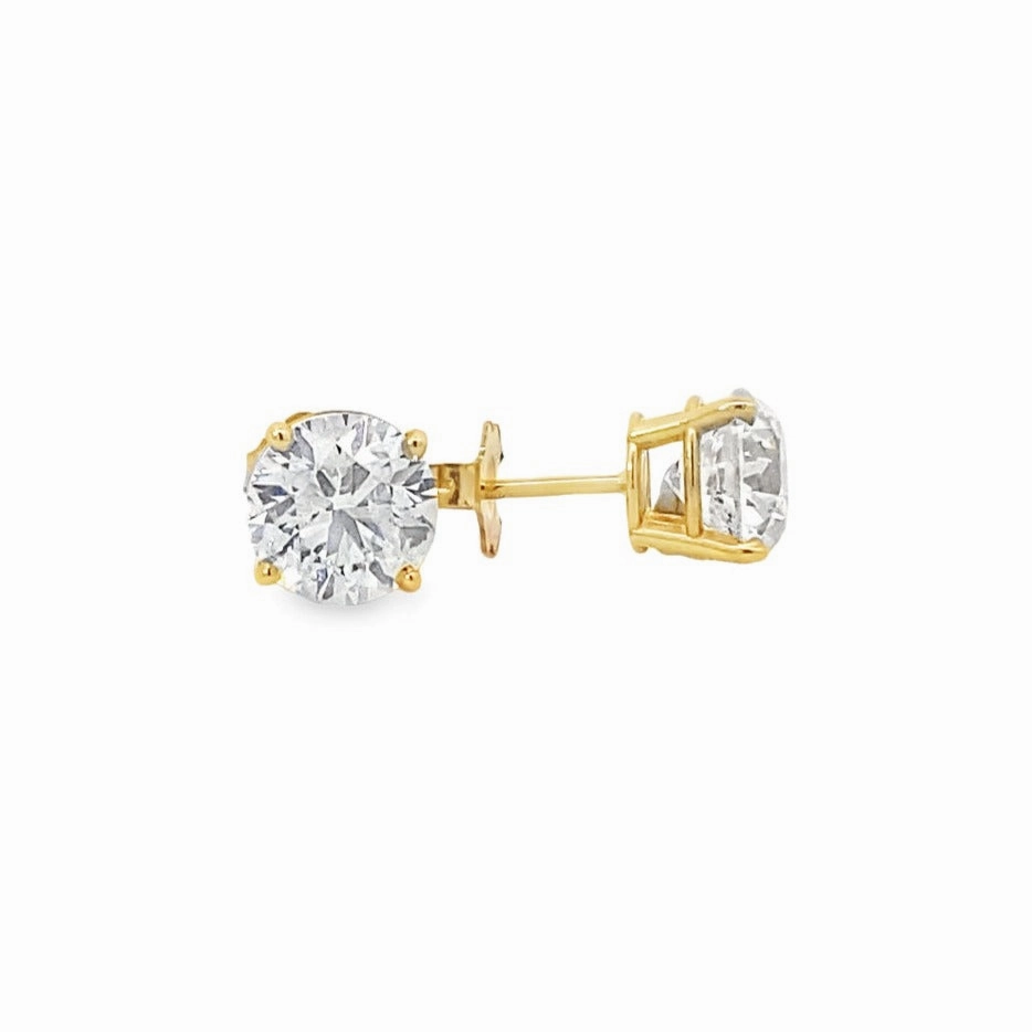 Stunning Vibe 14K Yellow Gold Diamond Solitaire Stud Earrings - 3.11 Carat