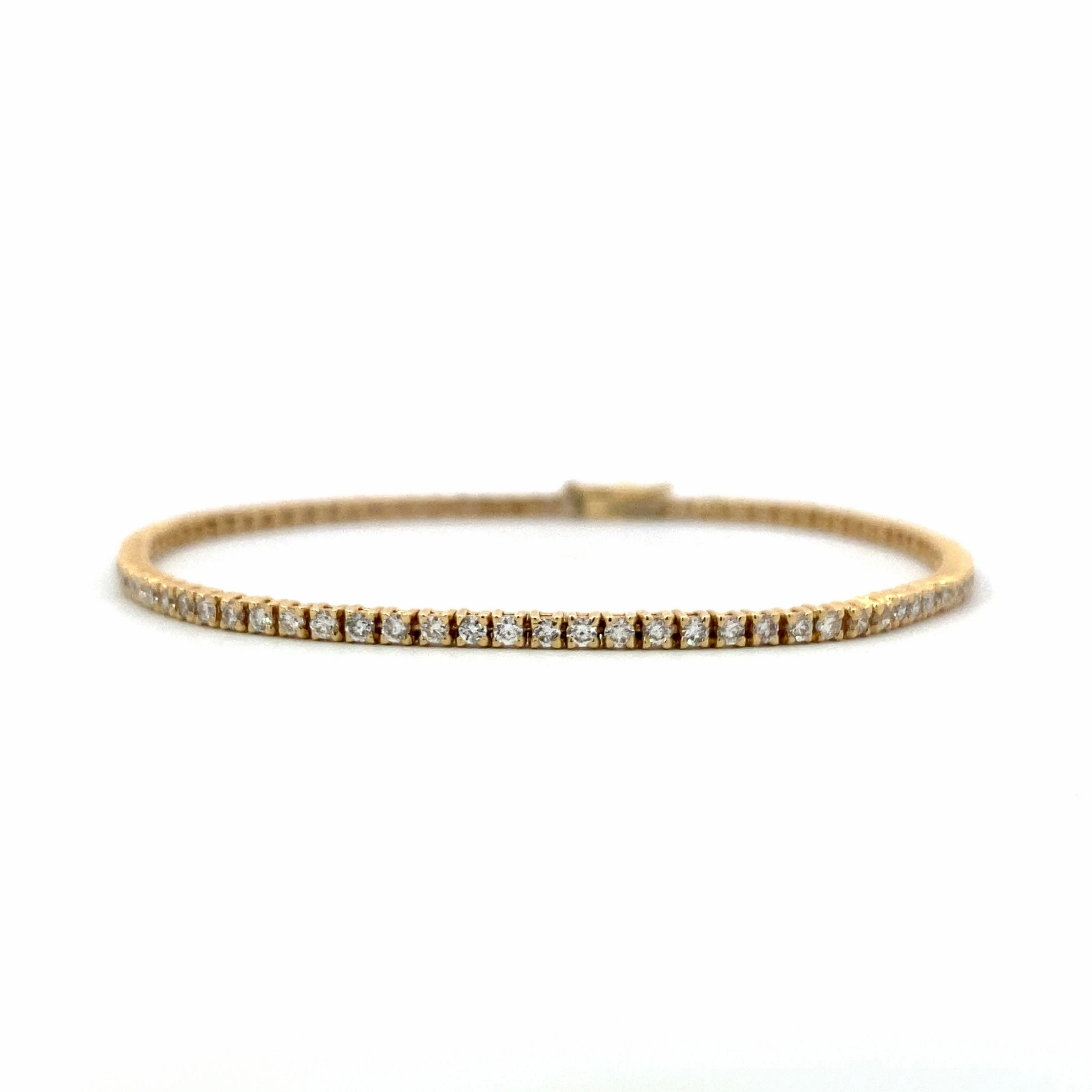 14K Yellow Gold Diamond Tennis Bracelet - 1.84ct Healing Energy