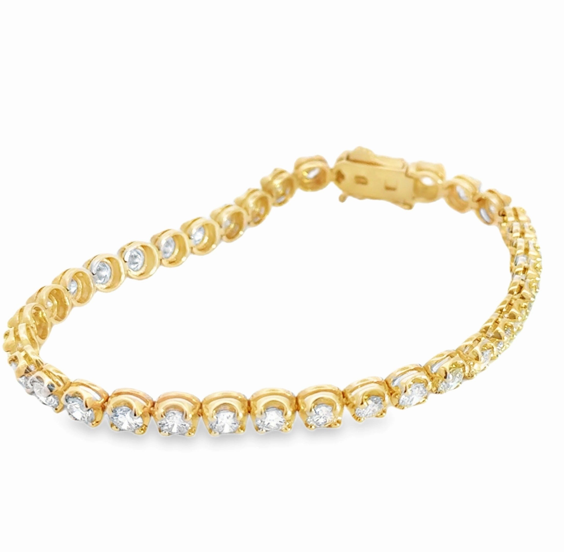 Meditation aid 14K Yellow Gold Diamond Tennis Bracelet - 6.53 Carats