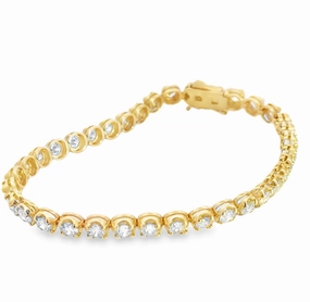 Meditation aid 14K Yellow Gold Diamond Tennis Bracelet - 6.53 Carats