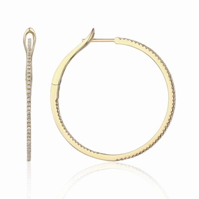 Glittering Finish Stunning Accent 14K Yellow Gold Hoop Earrings - 0.34 Carats