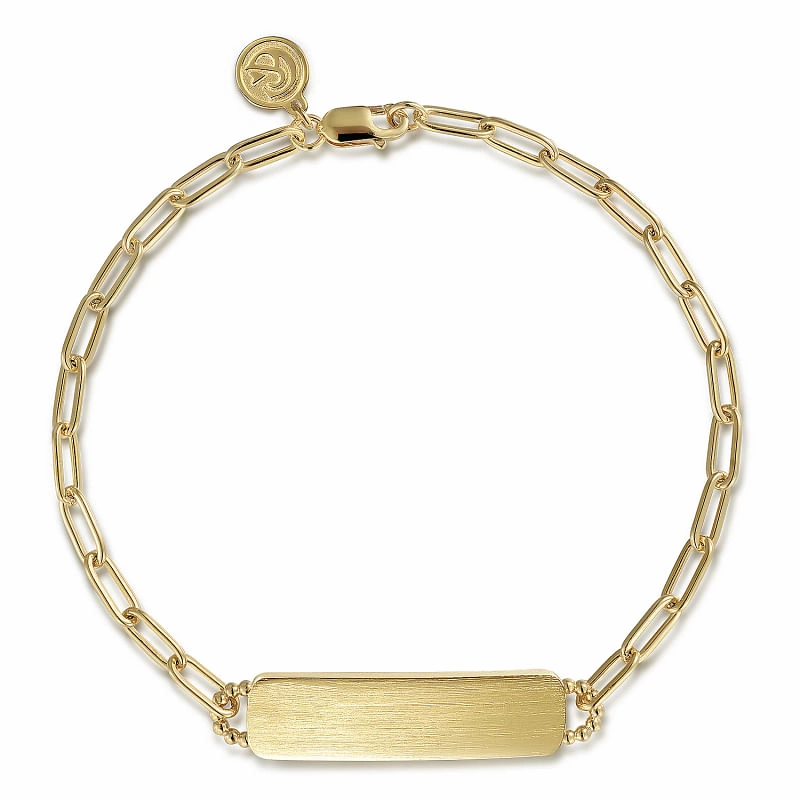 Lasting Memory Zen Style 14K Yellow Gold ID Hollow Chain Bracelet