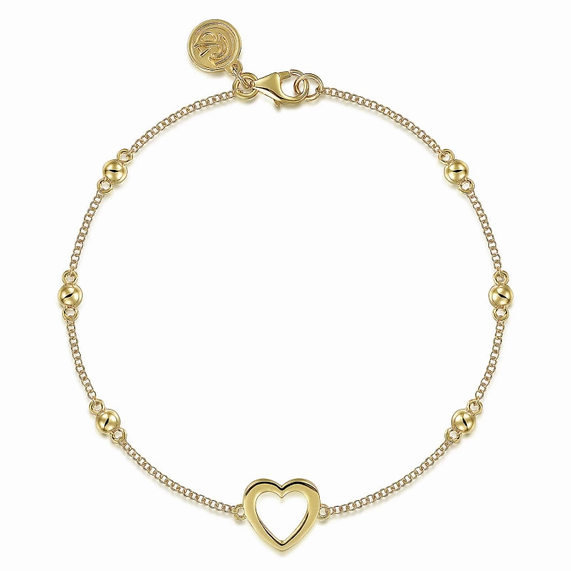 14K Yellow Gold Open Heart Bujukan Chain Bracelet Straightforward Order Opportune Collaboration