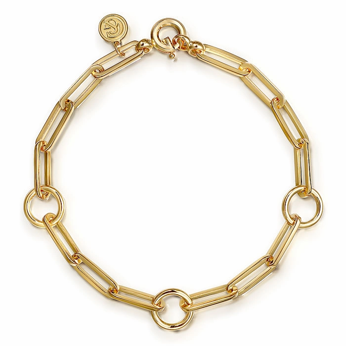 Good Luck Charm Optimally Priced 14K Yellow Plain Gold Link Chain Bracelet