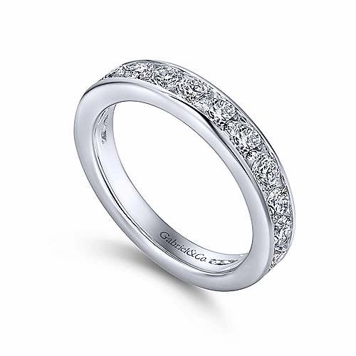 16-Stone Channel Set Diamond Band 14K White Gold Impressive Accent