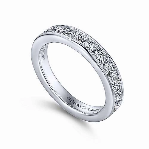 16-Stone Channel Set Diamond Band 14K White Gold Timeless Flow