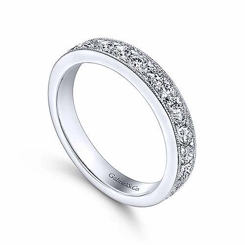 16-Stone Diamond Band with Milgrain Edging 14K White Gold Distinct Look