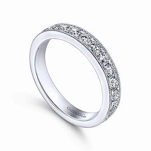 16-Stone Diamond Band with Milgrain Edging 14K White Gold Exclusive Design