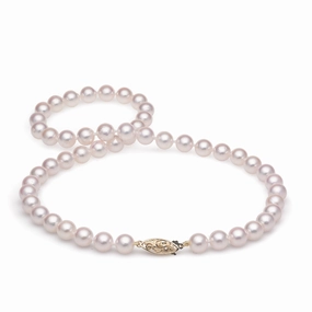 Glamorous Detail Dramatic Touch 18-19" Akoya White Pearl Strand with Gold Clasp - 8-8.5mm