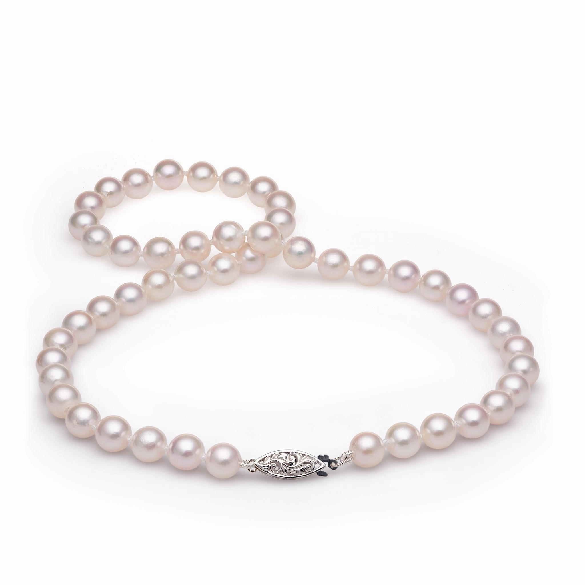 Radiant Touch Refined Light 18-19" Akoya White Pearl Strand with White Gold Clasp - 8-8.5mm