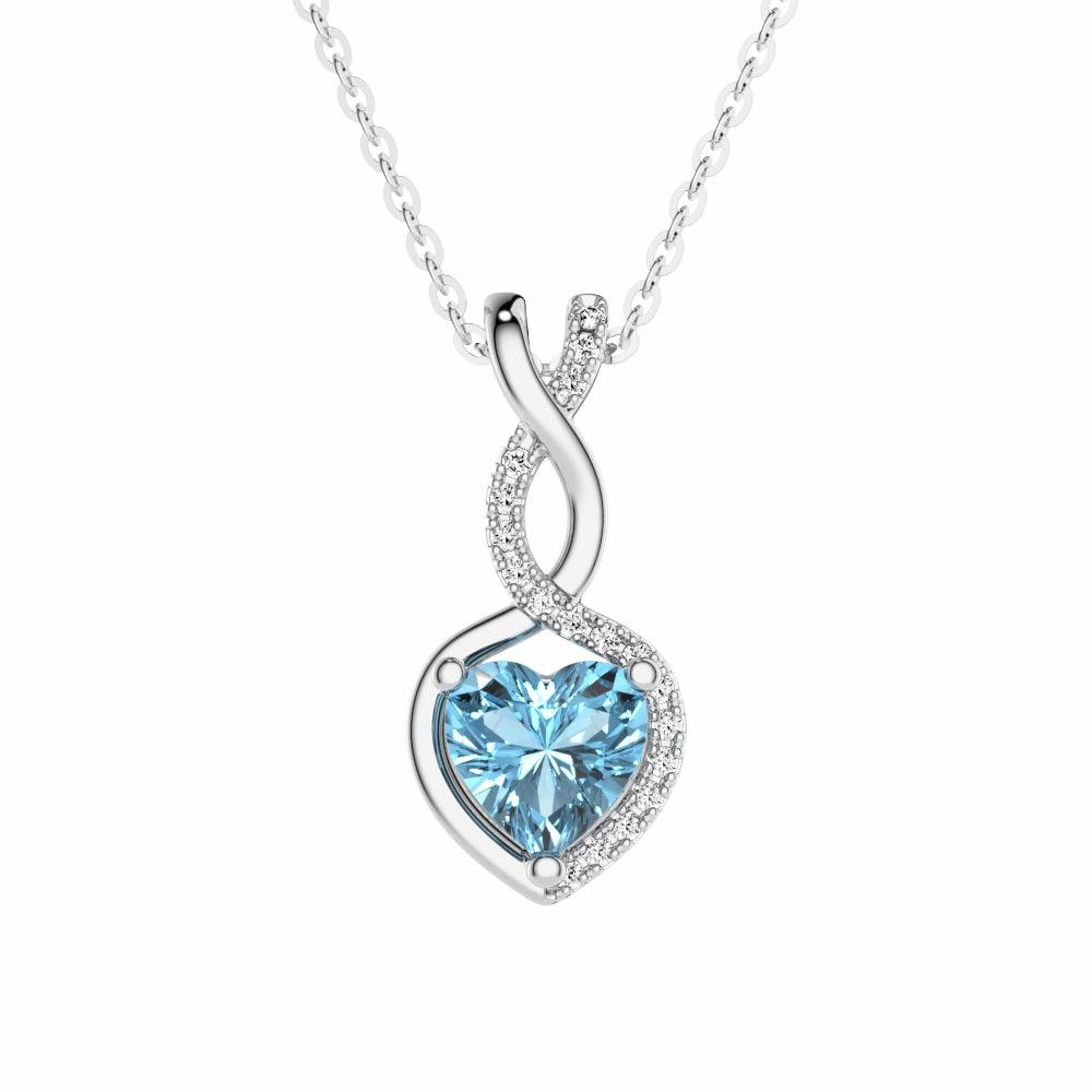 1.05 CT. Aquamarine Infinity Heart Pendant with Diamonds Fashionable Jewelry Seasonal accessory