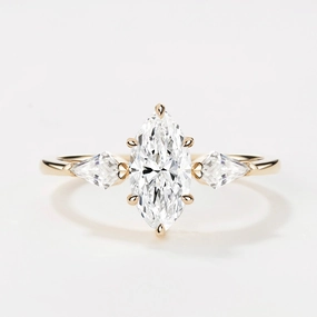1.0ct Marquise Cut Lab Grown Diamond Three Stone Engagement Ring Gorgeous Finish Exclusive Style