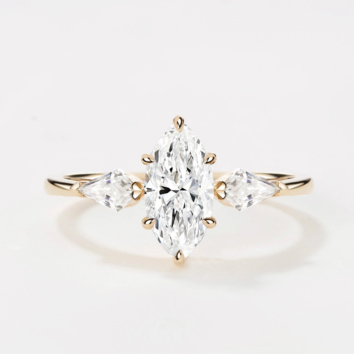 1.0ct Marquise Cut Lab Grown Diamond Three Stone Engagement Ring Gorgeous Finish Exclusive Style