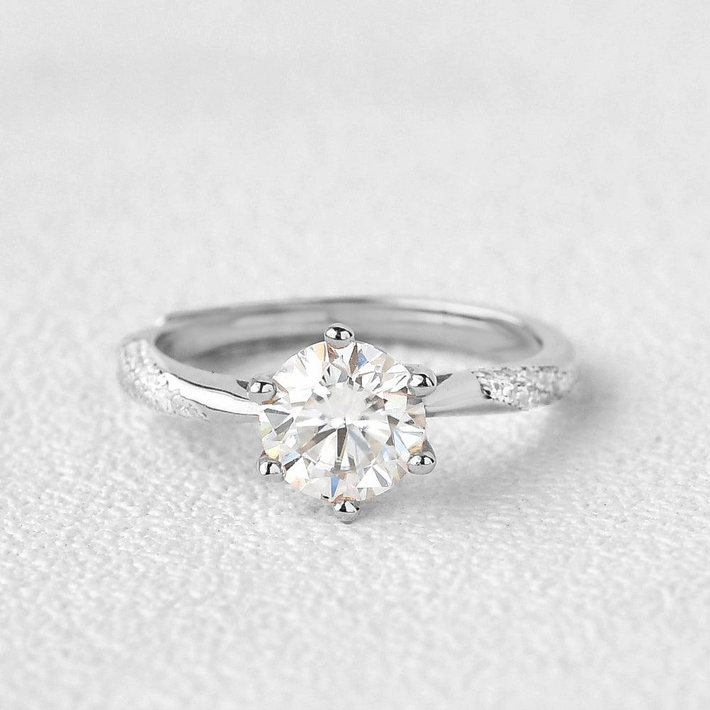 1.0ct Round Cut Moissanite Six-prong Vintage Solitaire Ring Shiny Touch Handmade Beauty