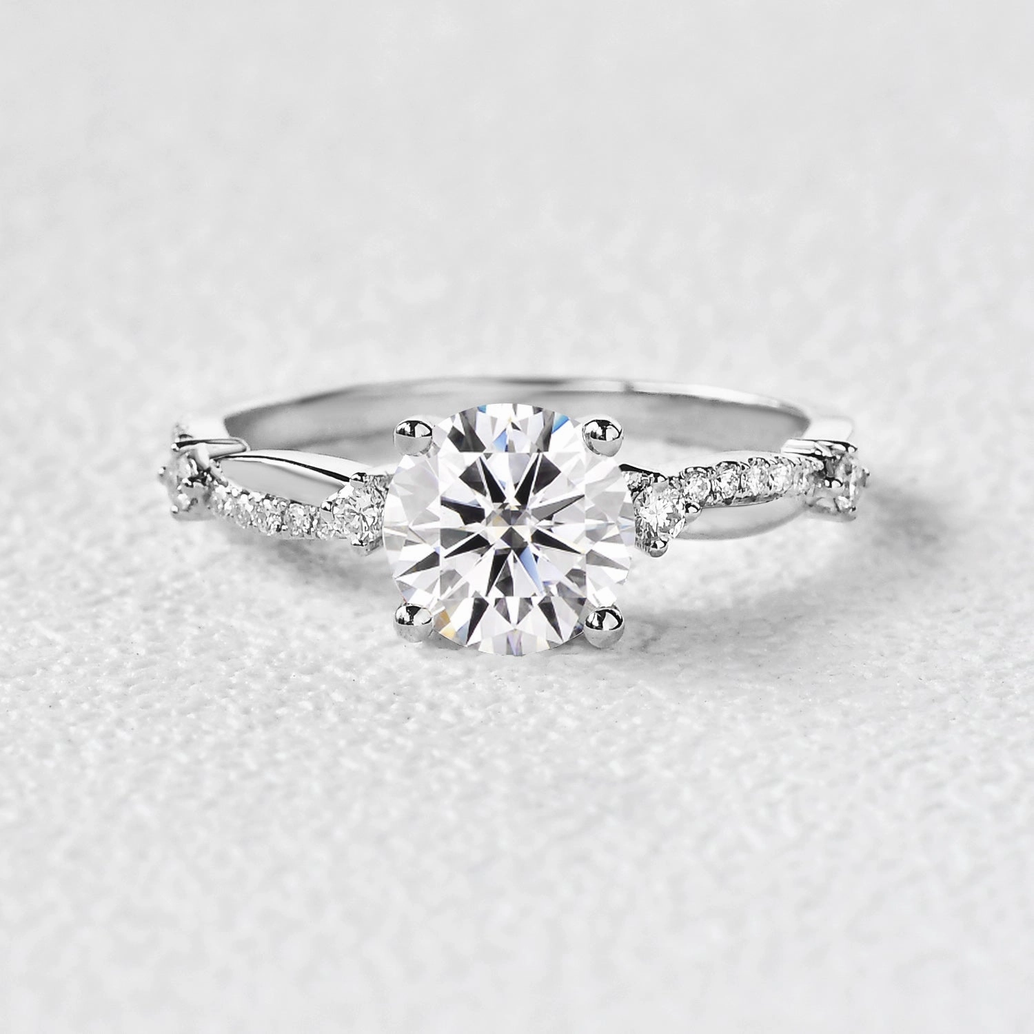 1.0ct Round Cut Moissanite Twisted Solitaire Ring Graceful Contour