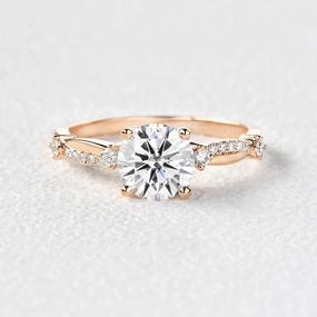 Classic Layers Golden Hour 1.0ct Round Cut Moissanite Twisted Solitaire Ring