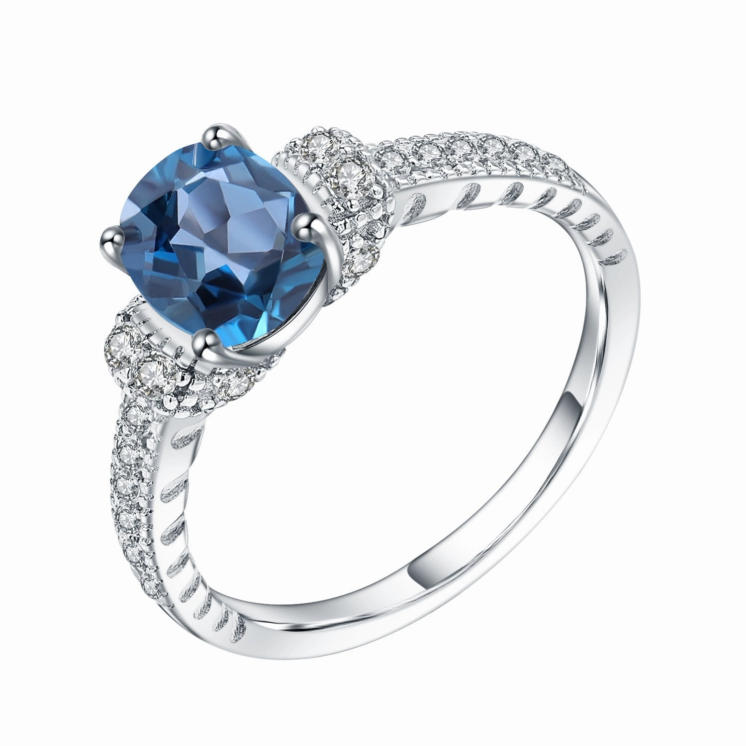 Luxury Geometry 1.5 Carat London Blue Topaz Ring | S925 Sterling Silver