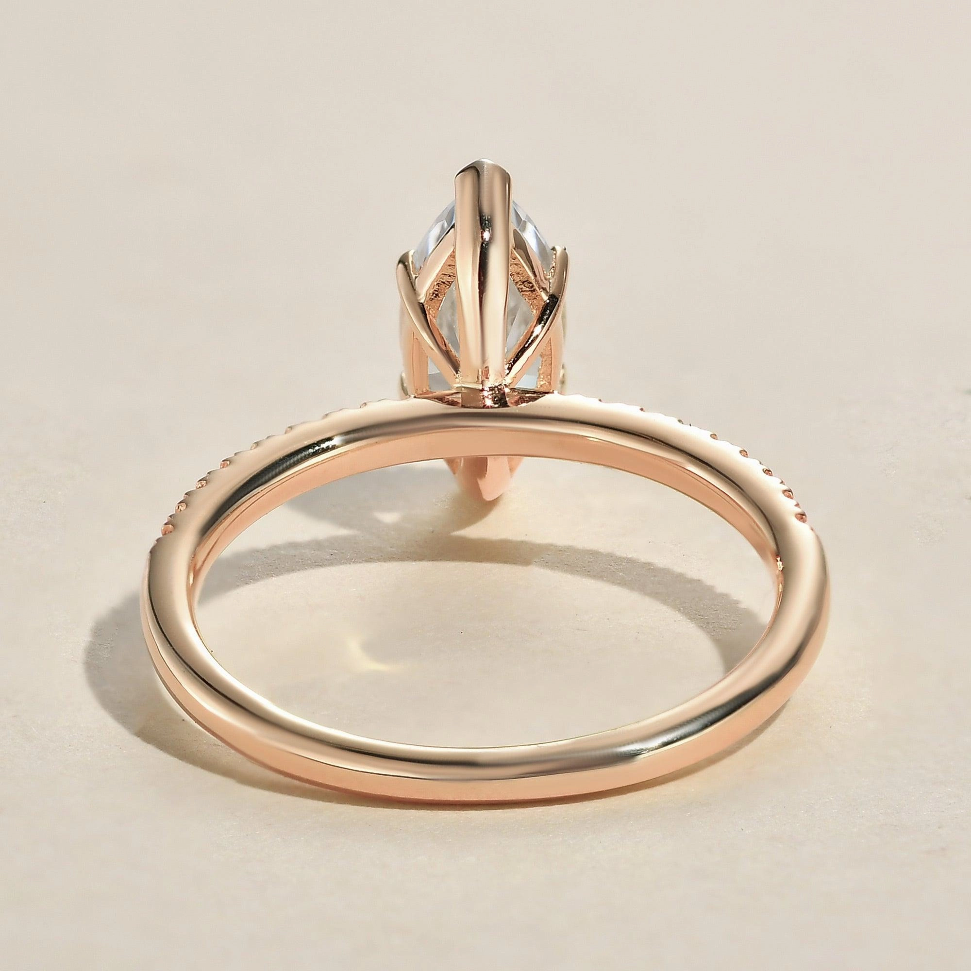 Fashionable Edge 1.5ct Marquise Moissanite Pave Classic Solitaire Engagement Ring