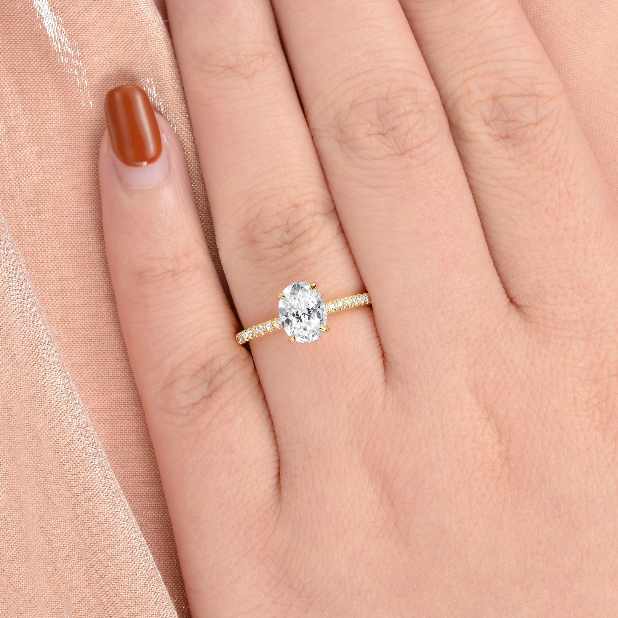 1.5ct Moissanite Pave Classic Solitaire Ring Vivid Sparkle