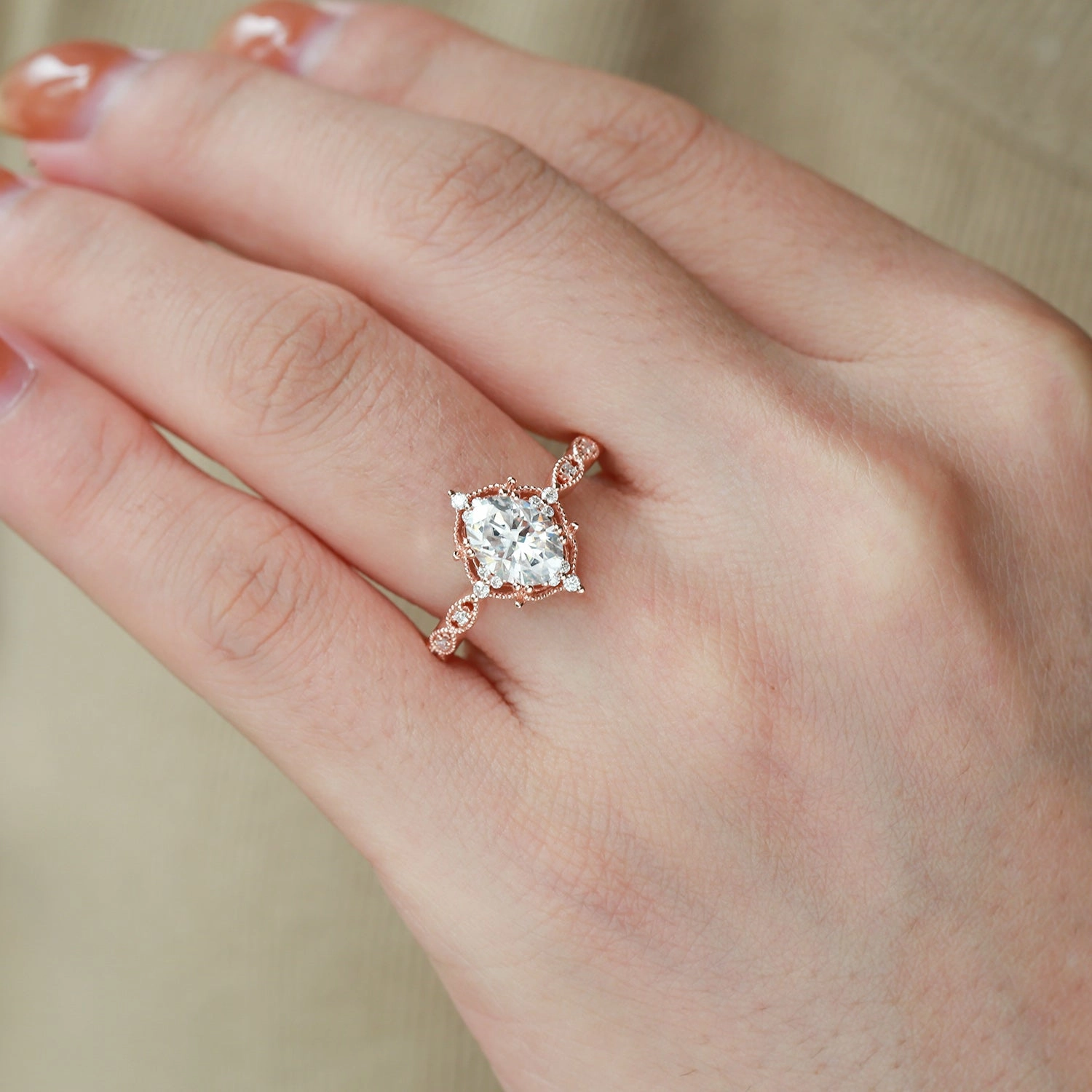 Understated Style Trend Accent 1.5ct Moissanite Signature Vintage Engagement Ring - The ??Charlotte?? Ring