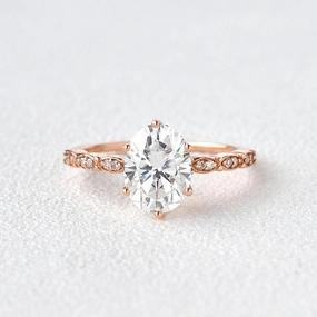 1.5ct Oval Cut Moissanite Rose Gold Ring Sophisticated Shape