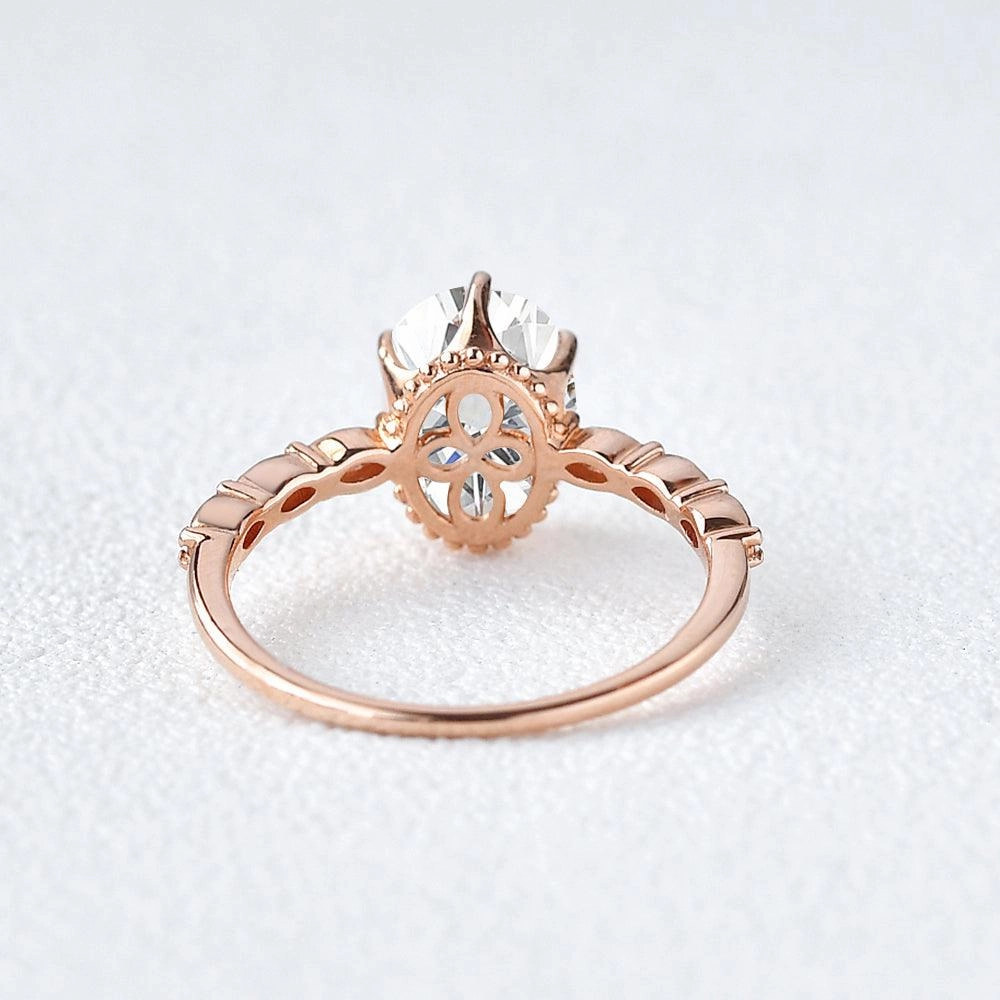Mirror Selfie 1.5ct Oval Cut Moissanite Rose Gold Ring