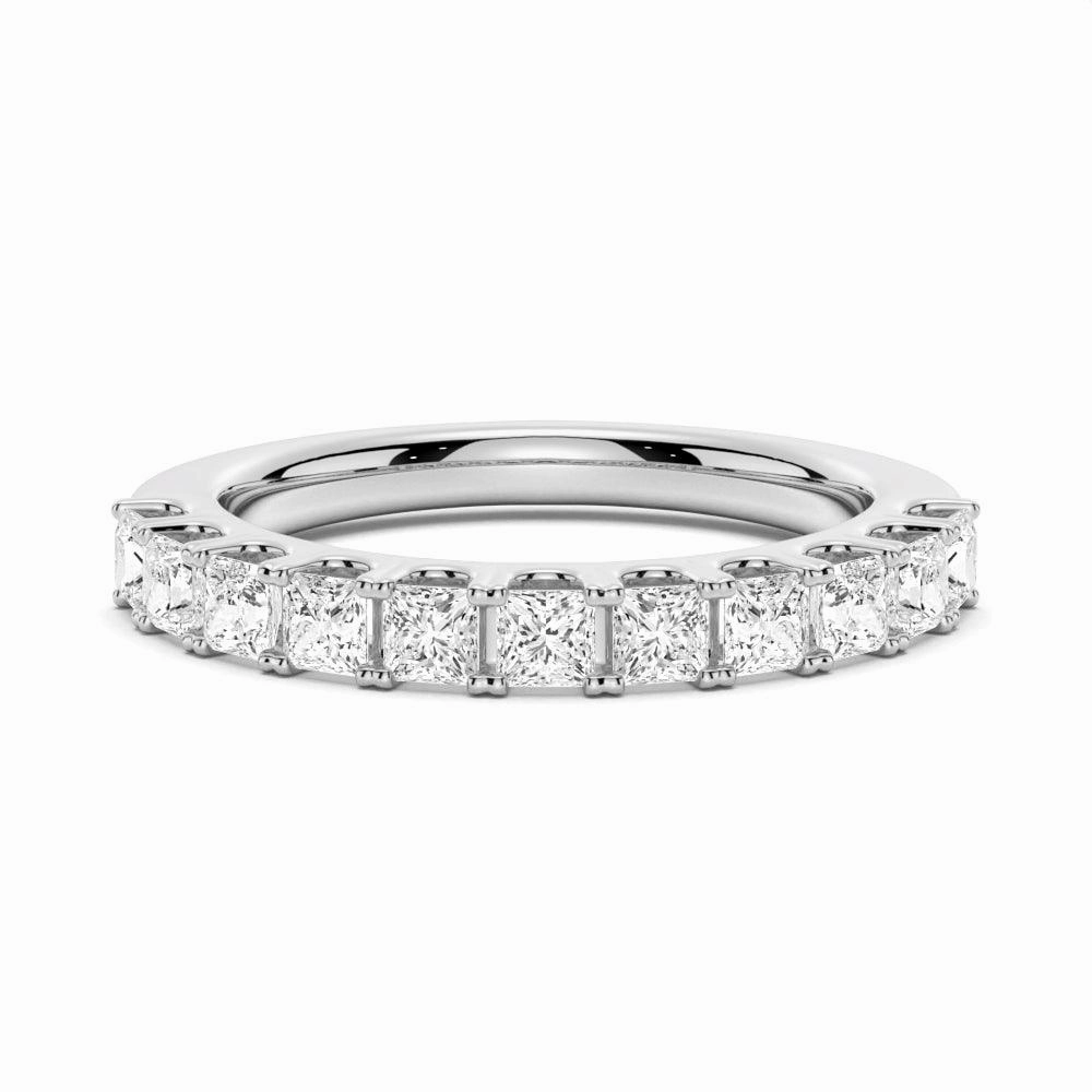 1.65 ctw Princess Cut Moissanite Half Eternity Band Vacation Mood Perfect Fit