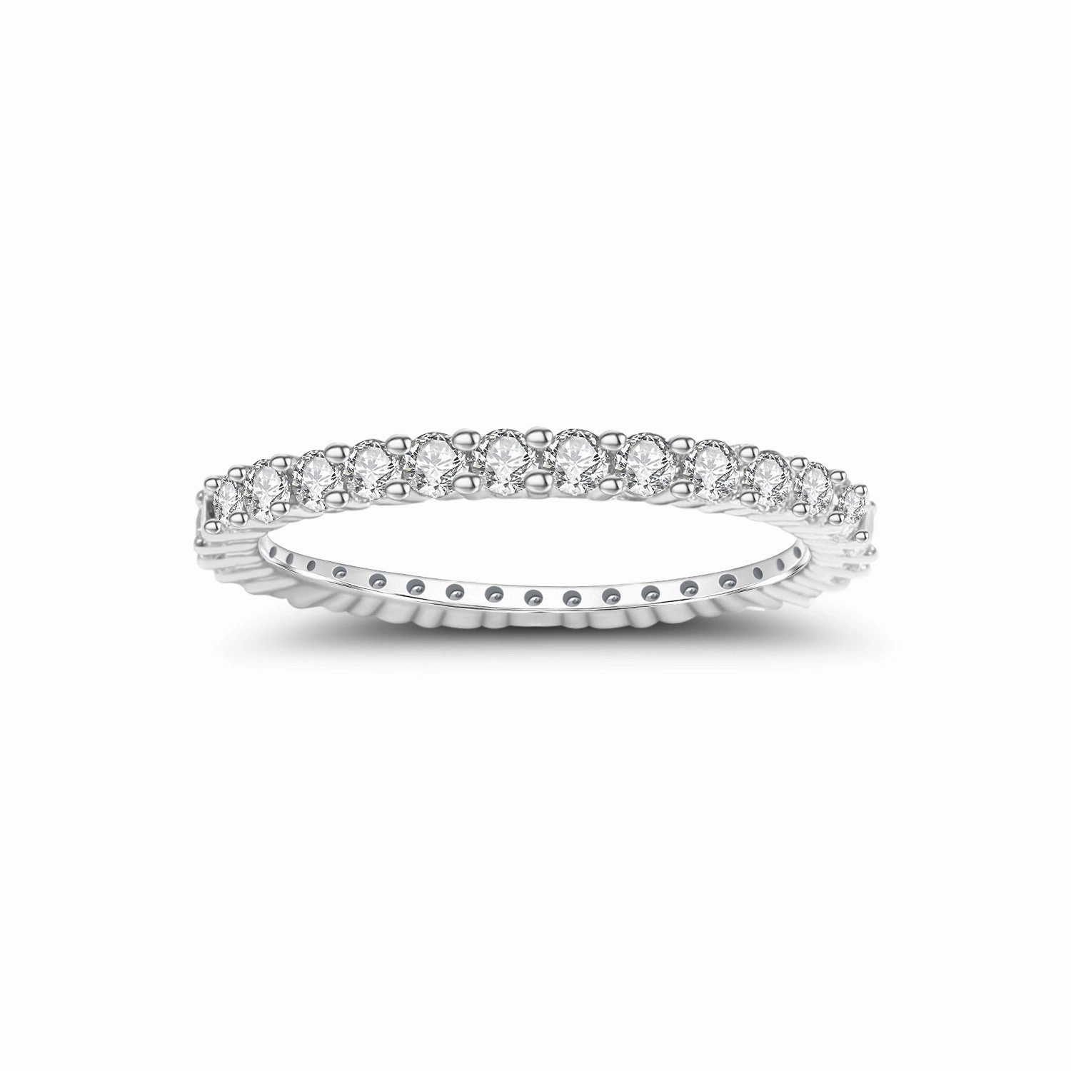 Classic Keepsake Romantic Look 1.8 Carat Simplistic Diamond Stackable Ring | 18K Gold | Moissanite