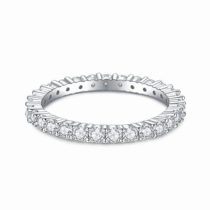 Vibrant Detail 1.8 Carat Simplistic Diamond Stackable Ring | 18K Gold | Moissanite