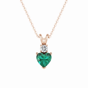 1.8 CT. Heart Emerald Solitaire Pendant with White Sapphire Luxury Night