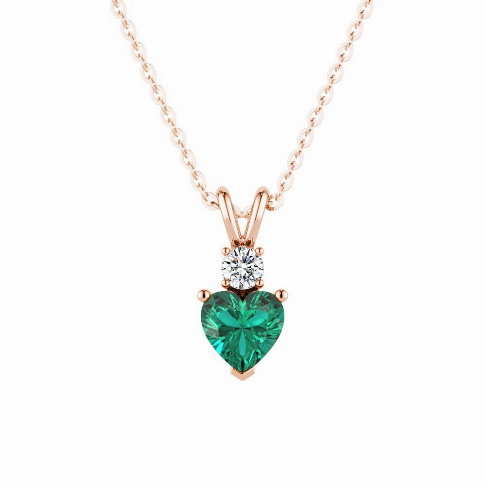 1.8 CT. Heart Emerald Solitaire Pendant with White Sapphire Luxury Night
