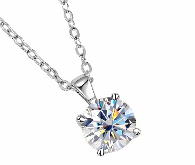 Holiday Present Luxurious Item 1 Carat Moissanite Solitaire Pendant Necklace in 925 Sterling Silver - White Gold or Yellow Gold