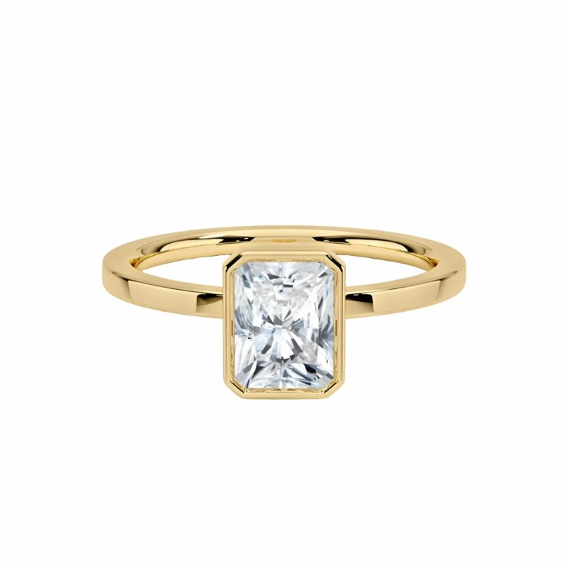 1 Carat Radiant Cut Bezel Diamond Ring | S925 | Moissanite Elegant Balance Excellent Gift